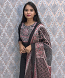 Black Color Ajrakh Print Cotton 3 Piece Salwar Set  /  ESS369