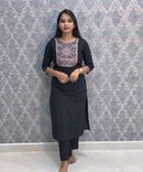 Black Color Ajrakh Print Cotton 3 Piece Salwar Set  /  ESS369