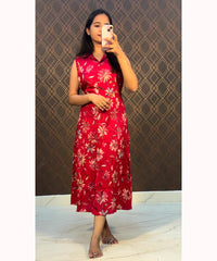 Cherry Red Aline Western Kurti / NSS188