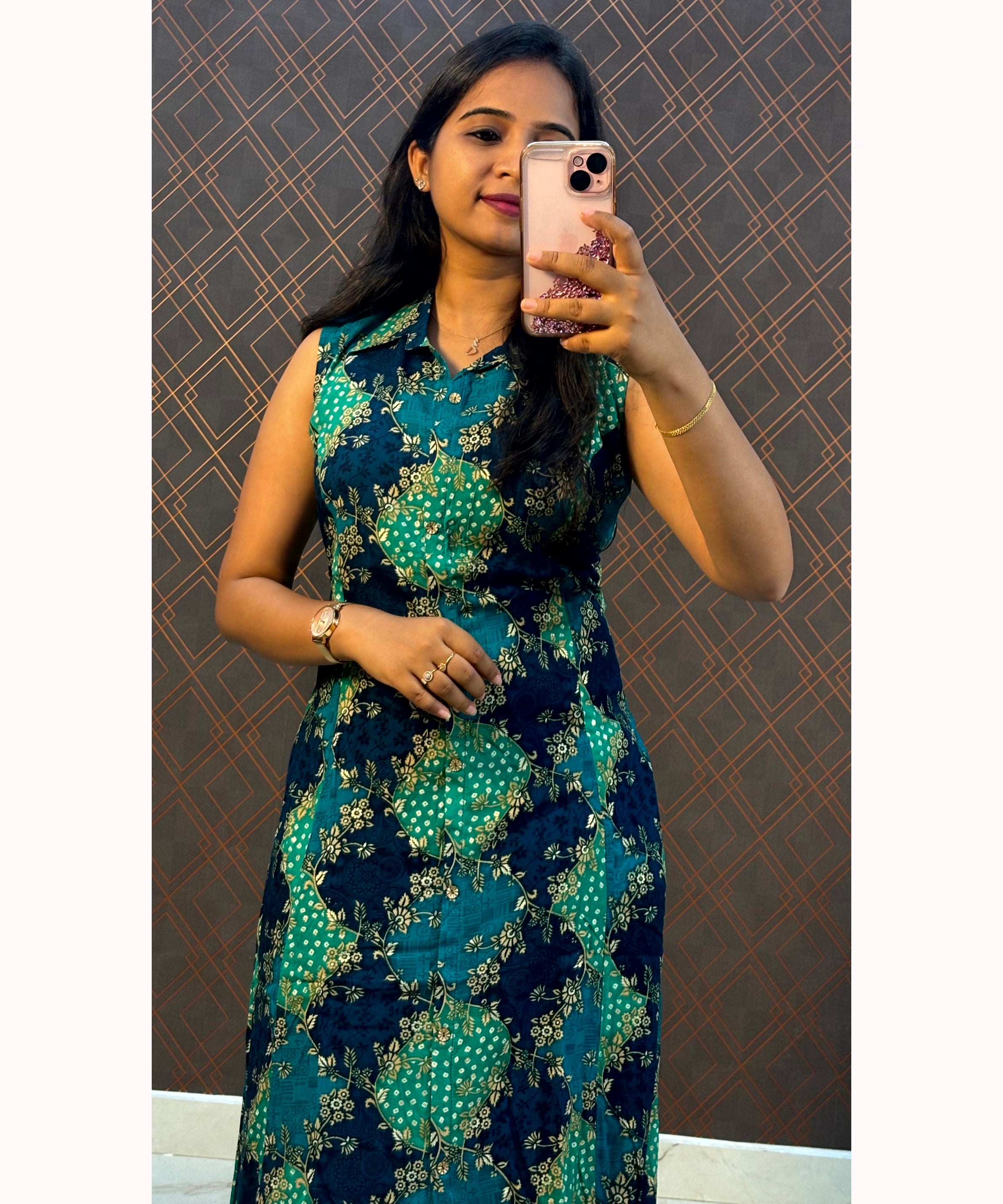 Blue Green Aline Western Kurti / NSS191