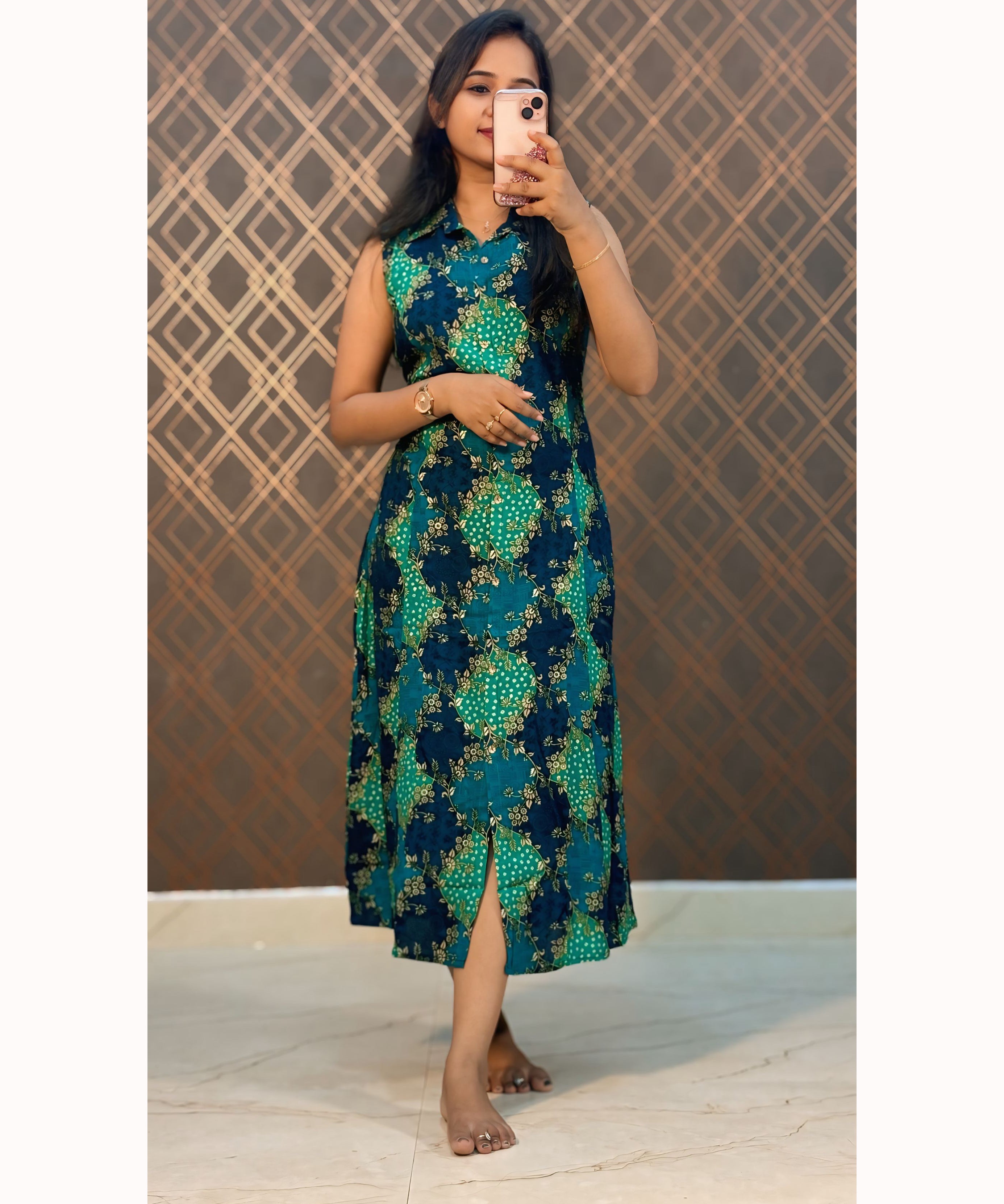 Blue Green Aline Western Kurti / NSS191