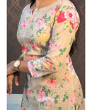 Beige Color Kantha Cotton Floral Kurti / RCC158