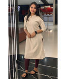 Beige Cotton Kurti  / LSS147