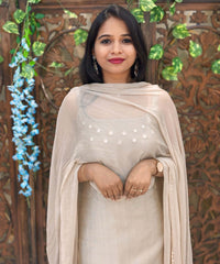 Beige Color Premium Indo-Western Sleeveless 3 Piece Salwar Set / ESS323