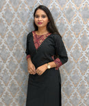Black Color Premium Cotton with Ajrakh Print Coord Set with Pockets / ESS418