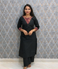 Black Color Premium Cotton with Ajrakh Print Coord Set with Pockets / ESS418
