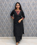Black Color Premium Cotton with Ajrakh Print Coord Set with Pockets / ESS418