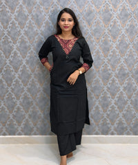 Black Color Premium Cotton with Ajrakh Print Coord Set with Pockets / ESS418