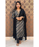 Black Premium V neck Ethnic 3 Piece Salwar Set / NSS184