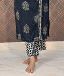 Black V Neck Salwar Set / ESS136