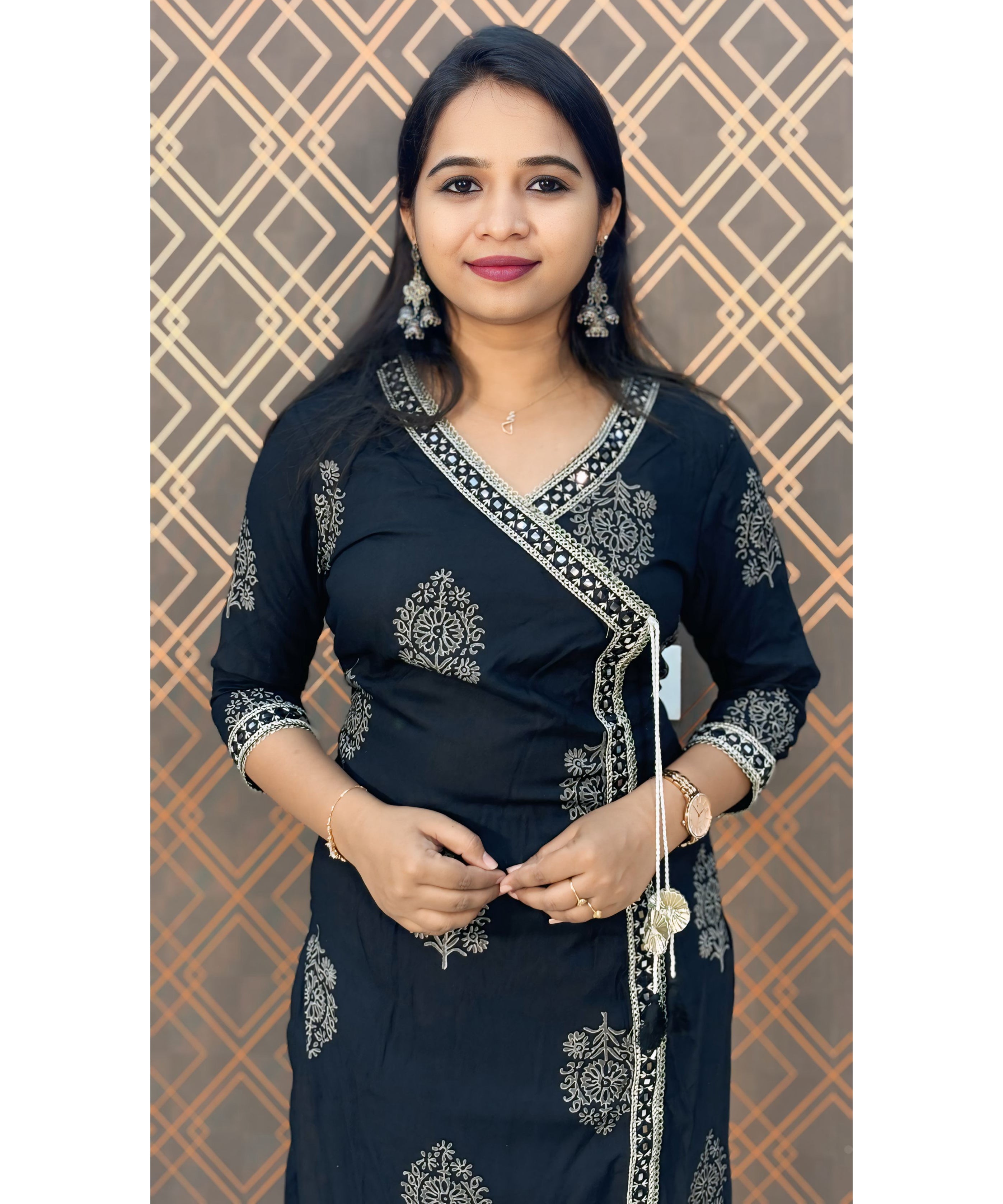 Black V Neck Salwar Set / ESS136