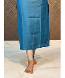 Blue Mixed Cotton Straight Cut Long Kurti / ESS200