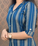 Blue Liva Rayon Aline with Pocket Kurti / LSS134