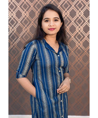 Blue Liva Rayon Aline with Pocket Kurti / LSS134