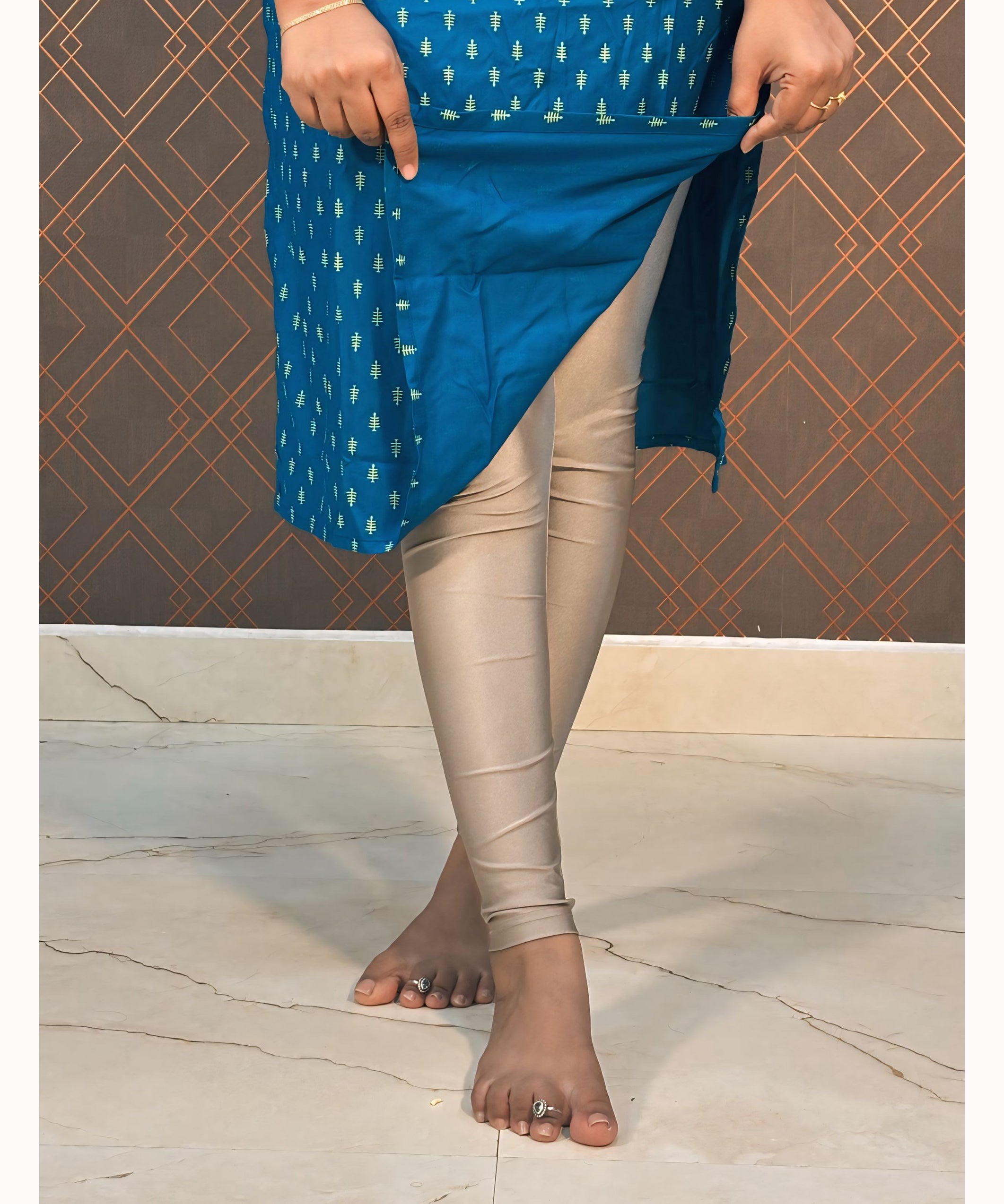 Blue Rayon Ethnic Straight Cut with Pocket Kurti / LSS137