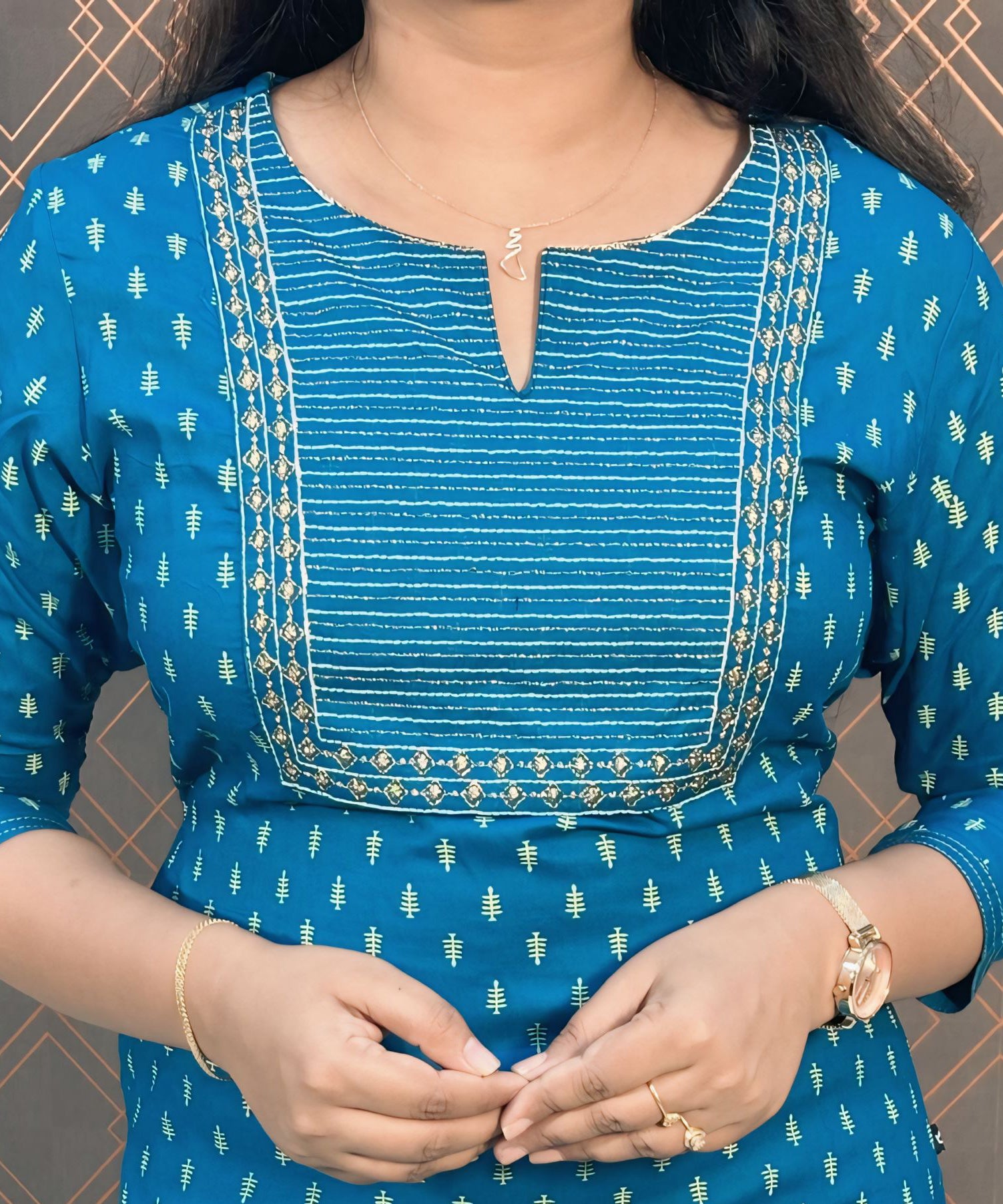 Blue Rayon Ethnic Straight Cut with Pocket Kurti / LSS137