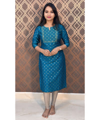 Blue Silk Cotton Straight Cut with Pocket Kurti / LSS140