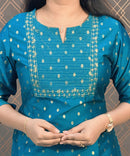 Blue Silk Cotton Straight Cut with Pocket Kurti / LSS140