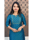 Blue Silk Cotton Straight Cut with Pocket Kurti / LSS140