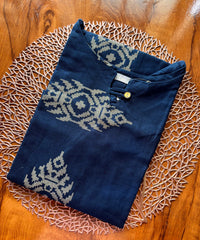 Blue Color Boat neck Flex Cotton Kurti with Pocket / LSS196