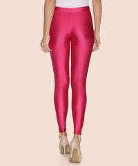 Branded Shimmer Dark Pink Slim Fit Ankle Length Leggings / LSS115