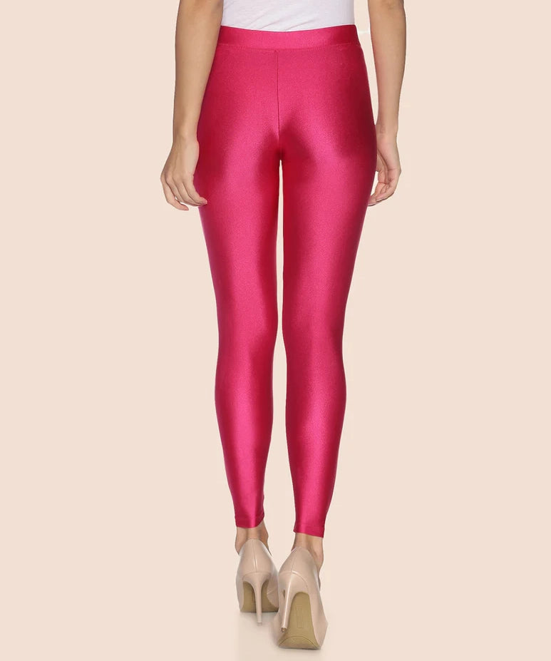 Branded Shimmer Dark Pink Slim Fit Ankle Length Leggings / LSS115