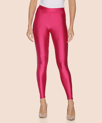 Branded Shimmer Dark Pink Slim Fit Ankle Length Leggings / LSS115