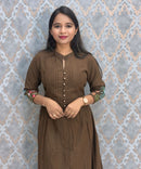 Brown Color Mul Cotton 3 Piece Salwar Set  / ESS372