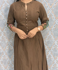 Brown Color Mul Cotton 3 Piece Salwar Set  / ESS372