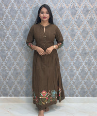 Brown Color Mul Cotton 3 Piece Salwar Set  / ESS372