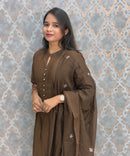 Brown Color Mul Cotton 3 Piece Salwar Set  / ESS372