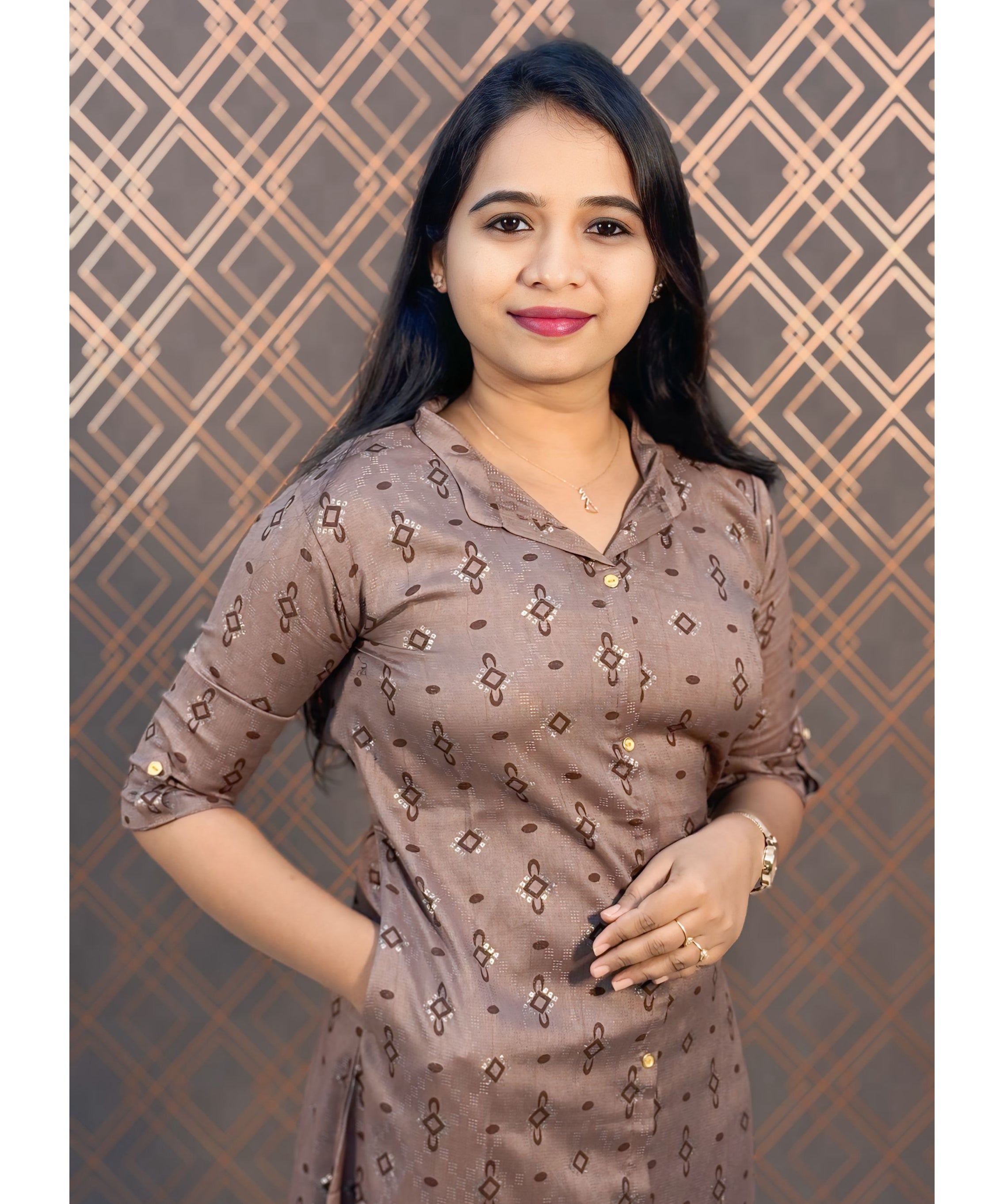 Brown Dobby Rayon Aline with Pocket Kurti / LSS132