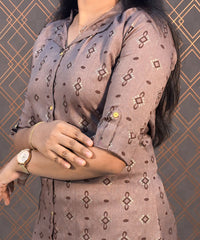 Brown Dobby Rayon Aline with Pocket Kurti / LSS132