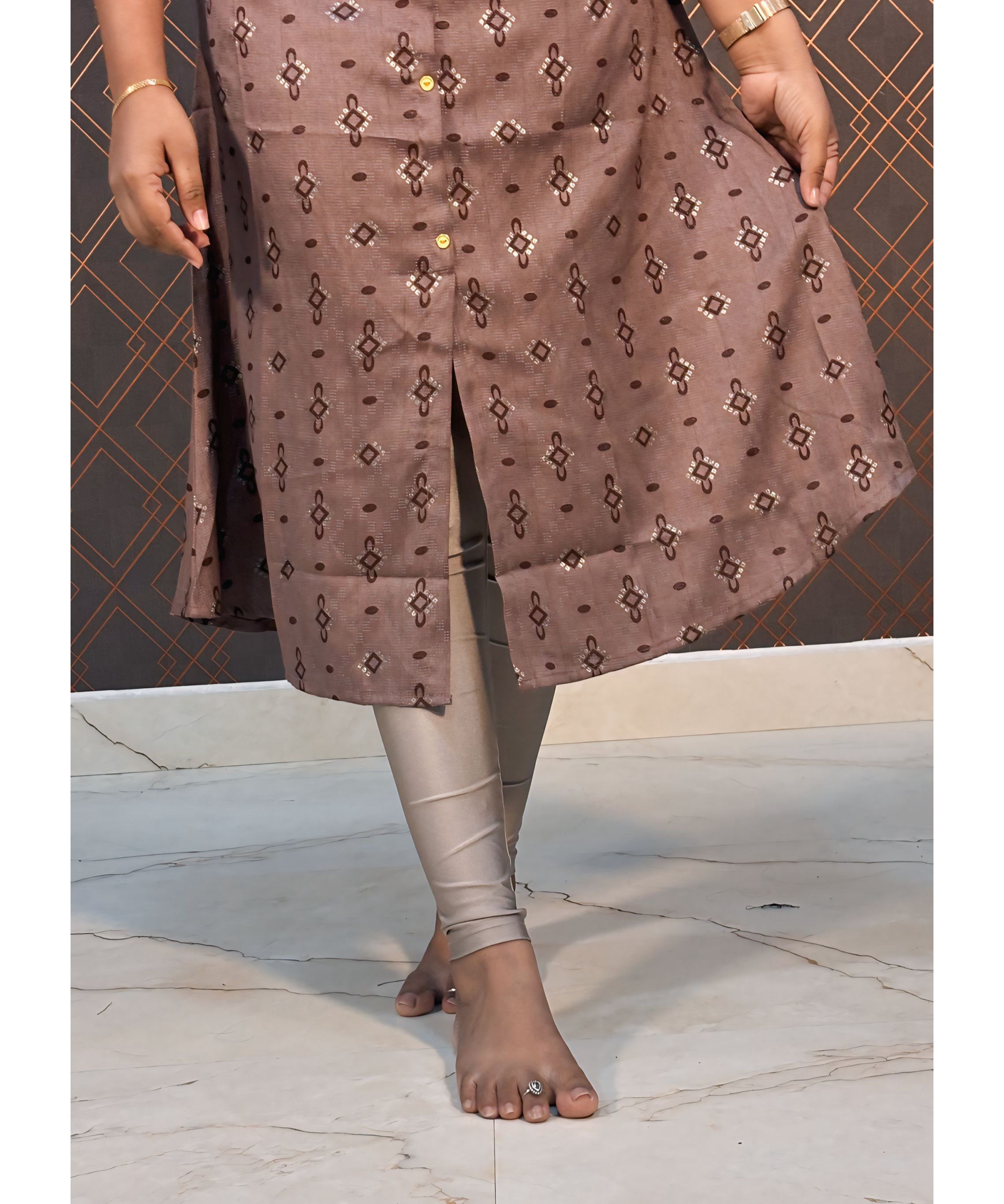 Brown Dobby Rayon Aline with Pocket Kurti / LSS132