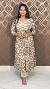 Brown and Sandal Cotton Salwar Set / RCC168