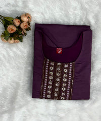 Purple Ethnic Kurti with Embroidery / ESS230