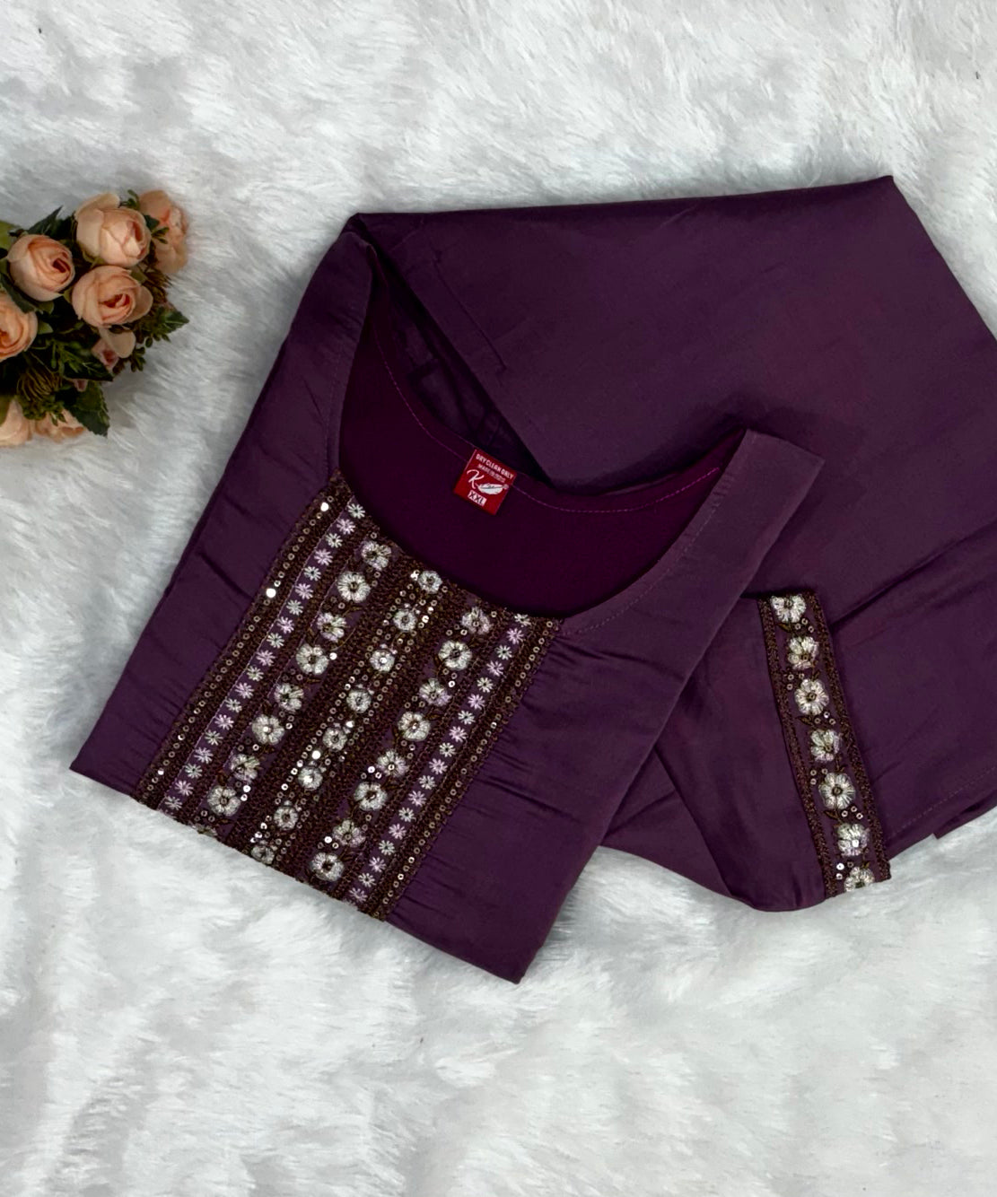 Purple Ethnic Kurti with Embroidery / ESS230