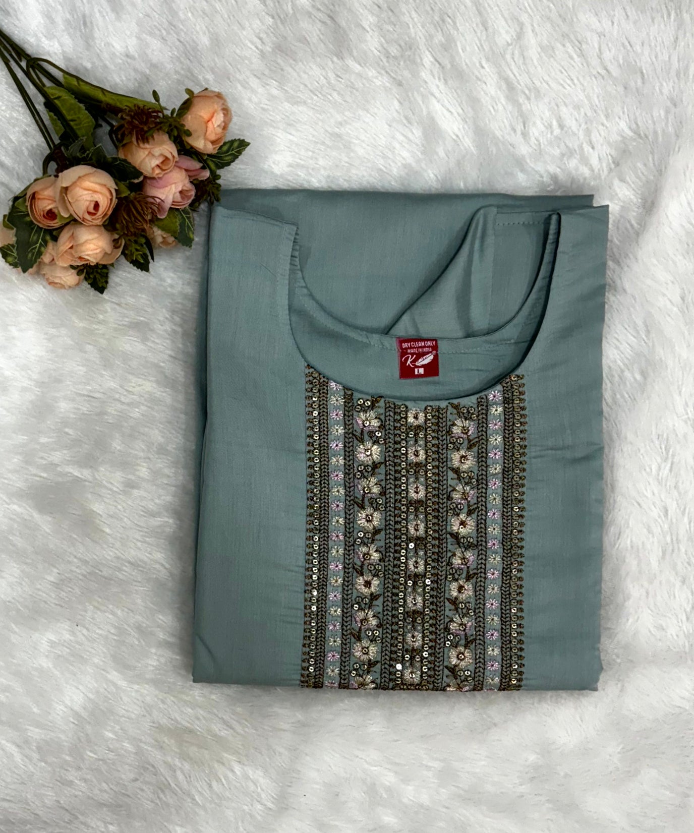 Lite Grey Ethnic Kurti with Embroidery / ESS229