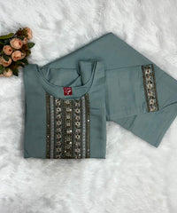 Lite Grey Ethnic Kurti with Embroidery / ESS229