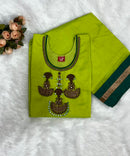 Parrot Green Aari Work Ethnic Kurti / ESS239