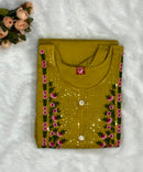 Yellow and Green Ethnic Kurti with  Embroidery / ESS228