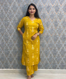 Mustard Yellow Color Cambric Cotton Coord Set with Pocket / LSS233