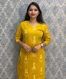 Mustard Yellow Color Cambric Cotton Coord Set with Pocket / LSS233