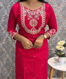 Cherry Red and Rama Green Color Premium 3 Piece Salwar Set / ESS352