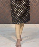 Dark Brown Silk Cotton Straight Cut with Pocket Kurti / LSS111