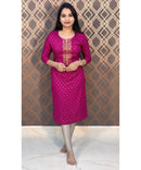 Dark Pink Rayon Ethnic Straight Cut with Pocket Kurti / LSS136