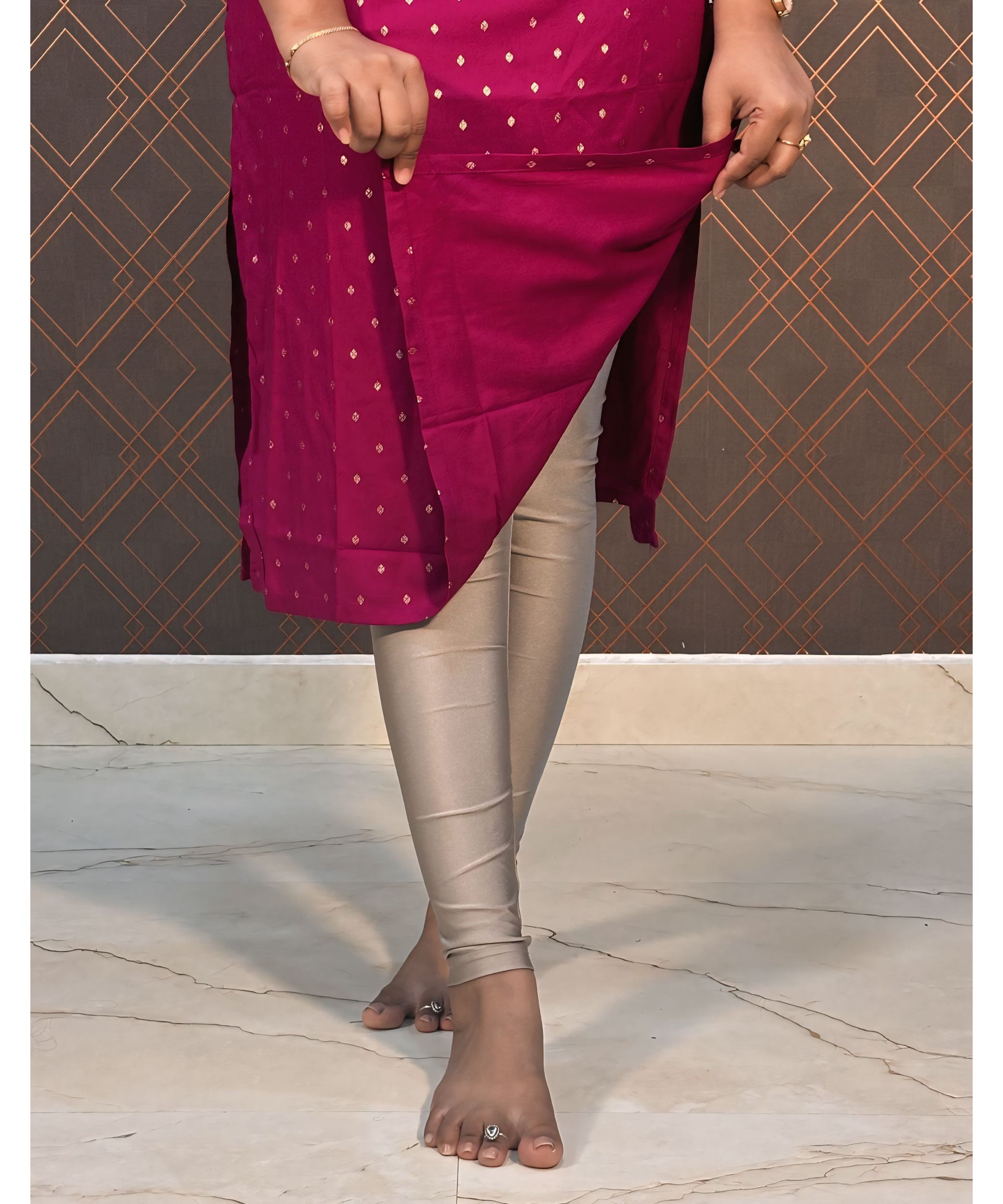 Dark Pink Rayon Ethnic Straight Cut with Pocket Kurti / LSS136