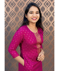 Dark Pink Rayon Ethnic Straight Cut with Pocket Kurti / LSS136