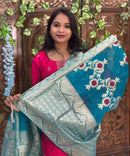 Dark Pink and Green Color Premium 3 Piece Salwar Set with Printed Banarasi Dupatta / ESS361