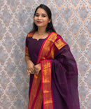 Dark Purple Premium Kanchi Cotton 2 Piece Kurti and Dupatta / HL002